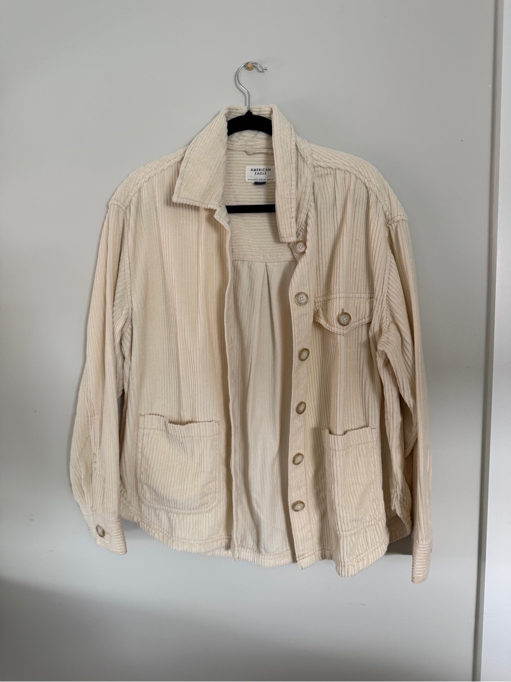American Eagle Outfitters Cream Corduroy Jacket Shacket